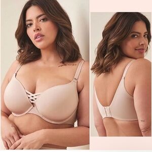 Torrid Curve XO Plunge Push-Up Bra Rose Dust Underwire Nude 38 G